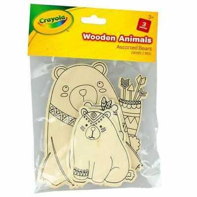 Crayola Wooden Animals Pack of 3 Assorted Bears RRP £1 CLEARANCE XL 99p